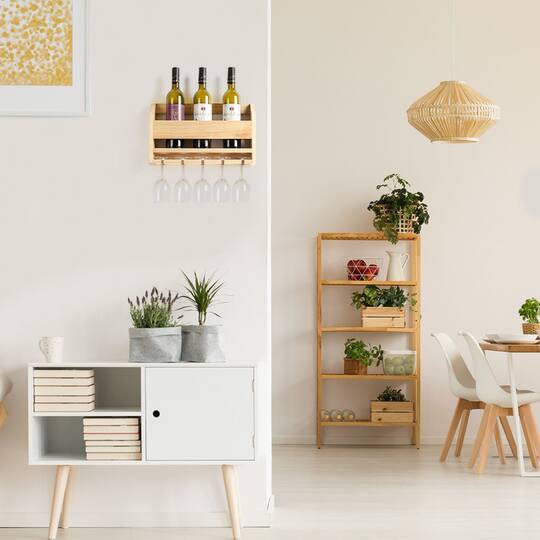 NEX™ Wall-Mounted Wine Rack with 5 Long Stem Glass Holder